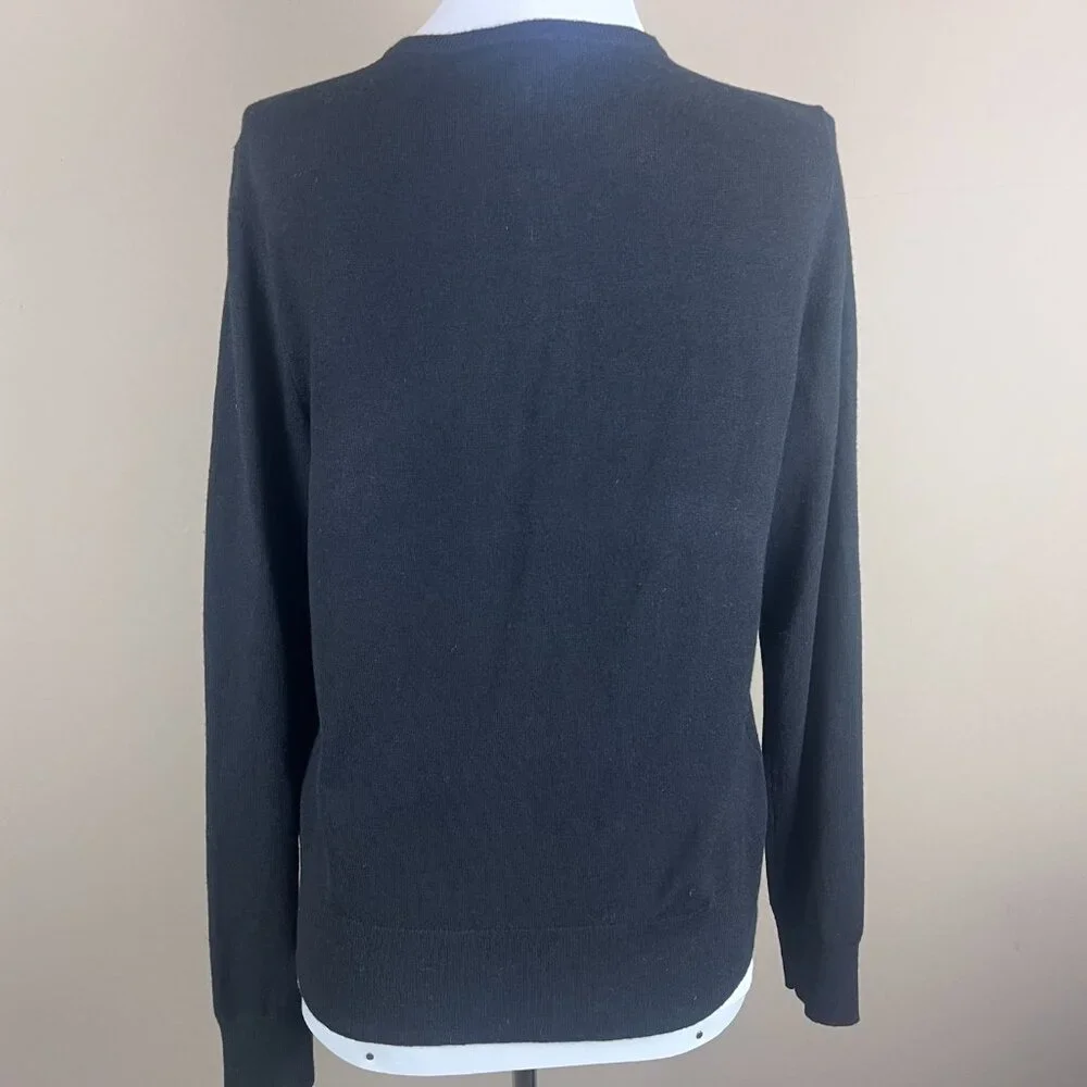 Ann Taylor Cardigan Sweater Size M Black, Round Neckline, Button Down - Picture 4 of 7